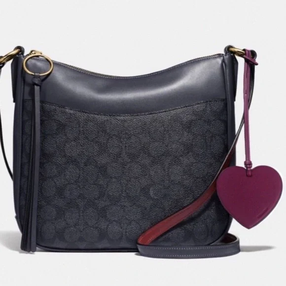 COACH • Plum Heart Bag Ornament Accessory Add On FOB Hangtag Charm - Picture 3 of 3